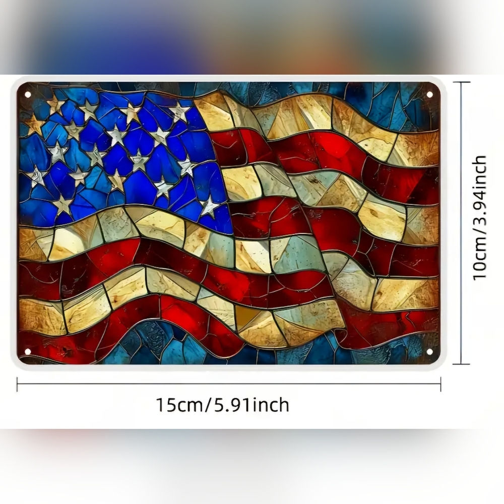 2D Flat USA Acrylic Flag Home Decor Suncatcher